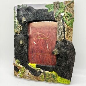 3x5 BLACK BEAR PHOTO FRAME Log Cabin Home Decor Picture Frame Wall Art Tabletop